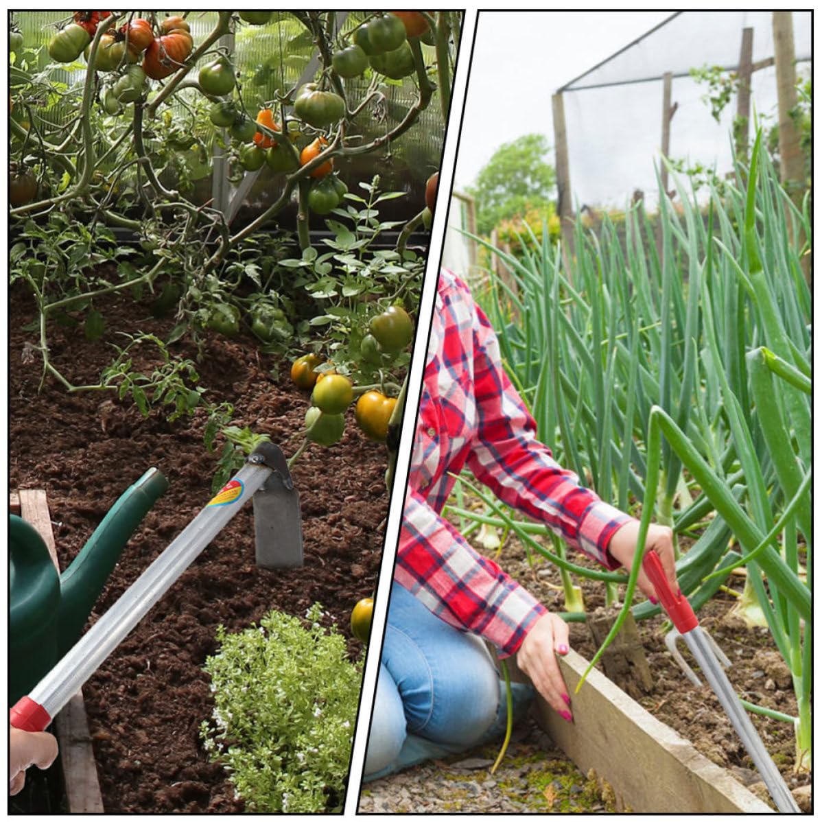 2 Pièces Houe de Jardin Manuelle, Houe Forgée, Acier Inoxydable, Rouge, pour Bonsaï et Sol, Jardinage Domestique, Transplantation de Bonsaï, Ameublissement du Sol et Désherbage