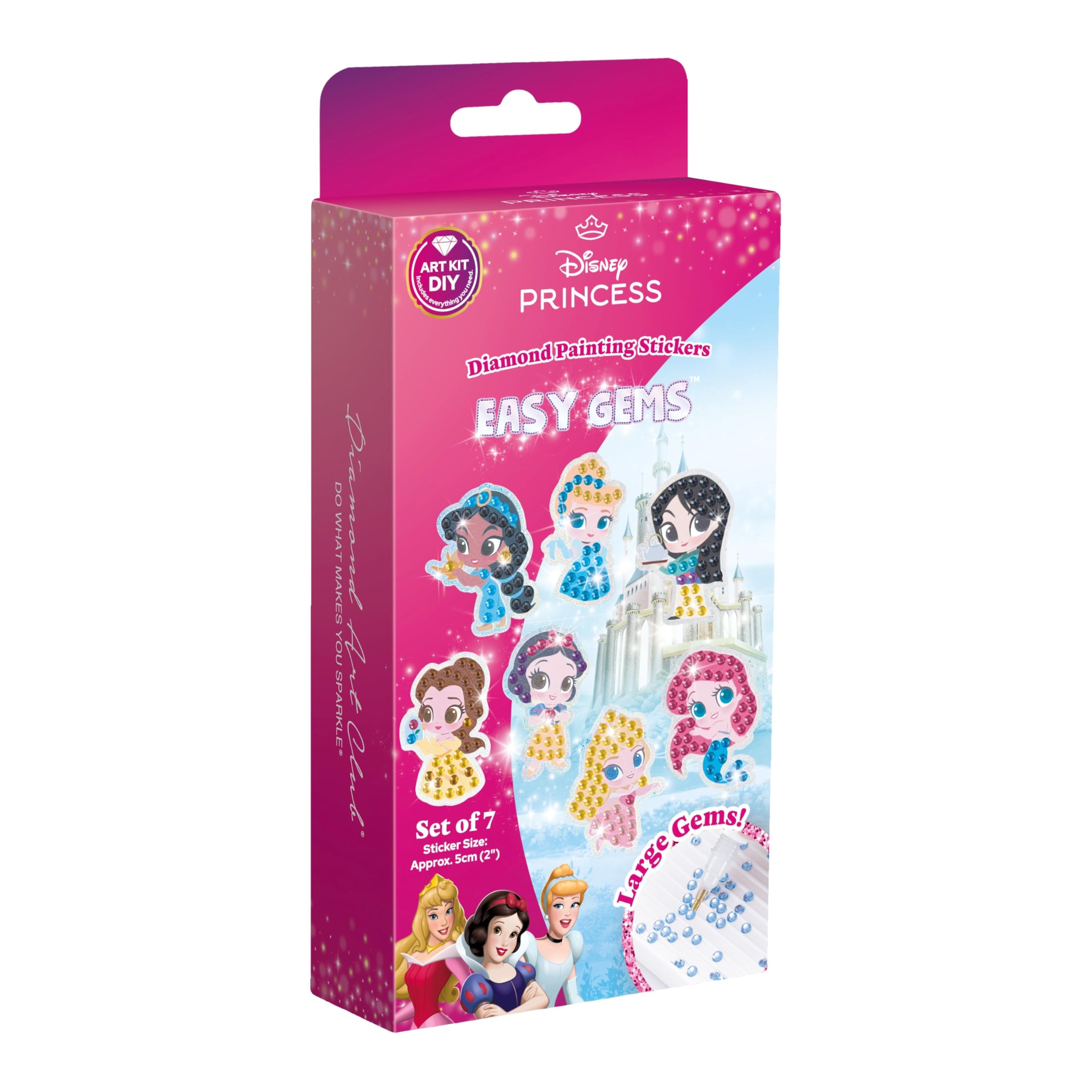 DIAMOND ART CLUB Easy Gems Stickers - Princess Diamond Painting Stickers Kit, Diamond Art Stickers for Beginners, Fun DIY Crafts for Adults, 2" x 2" (