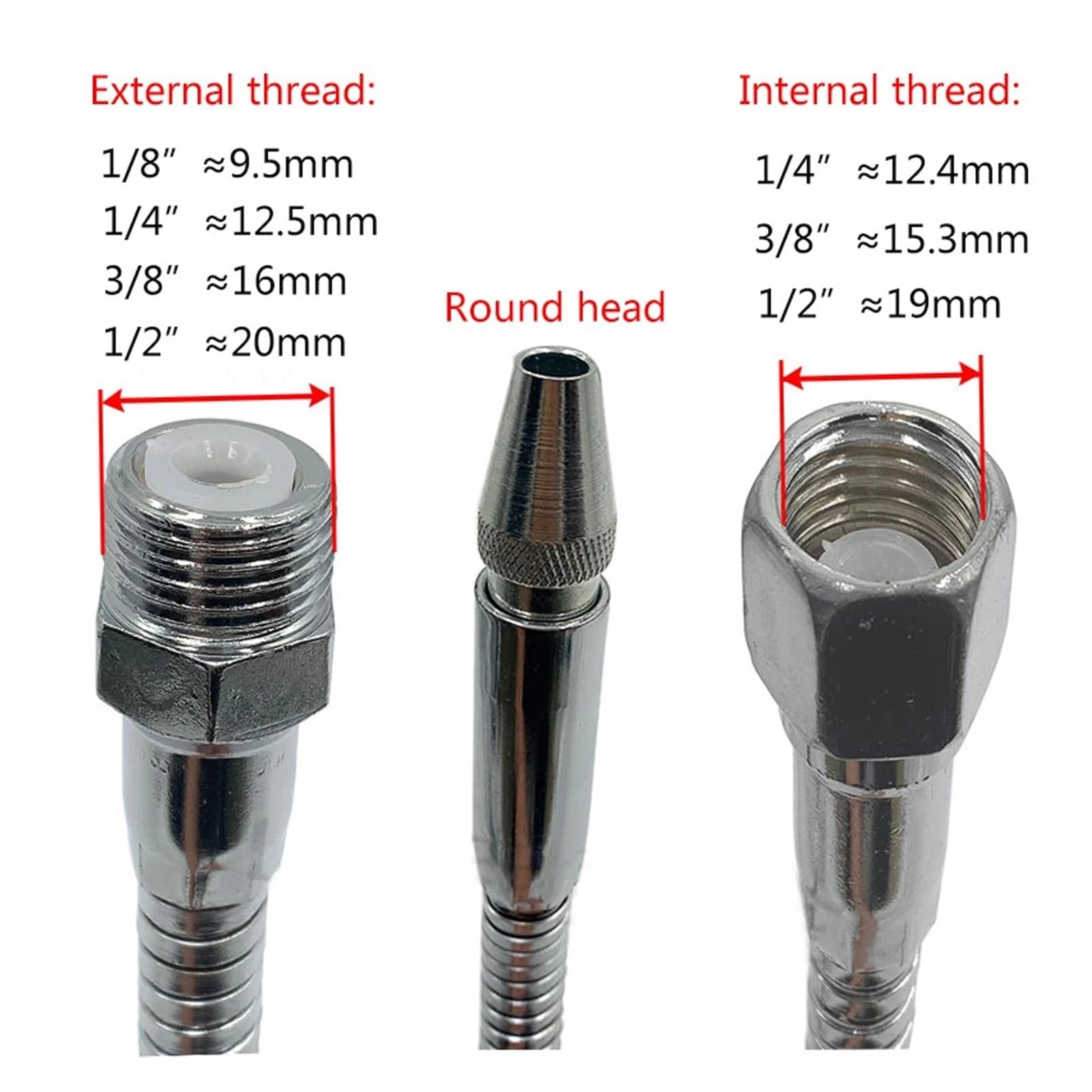 Tubo Flexible de Metal for refrigeración de aceite y agua, boquilla de pulverización de refrigeración de rosca de 300mm-700mm, cabeza redonda de 1/4, 3/8 y 1/2 for máquina CNC/millin(1/4 500mm)