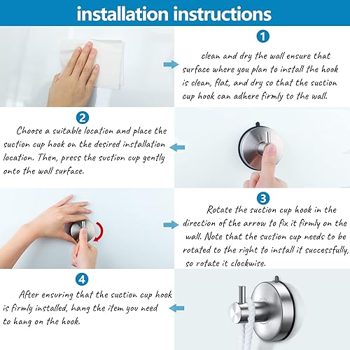 Miniatura 4 de DGYB - Ganchos con ventosa para cocina, baño, regadera, azulejos, espejos de cristal o como toalleros, tienen un gran poder de succión y son