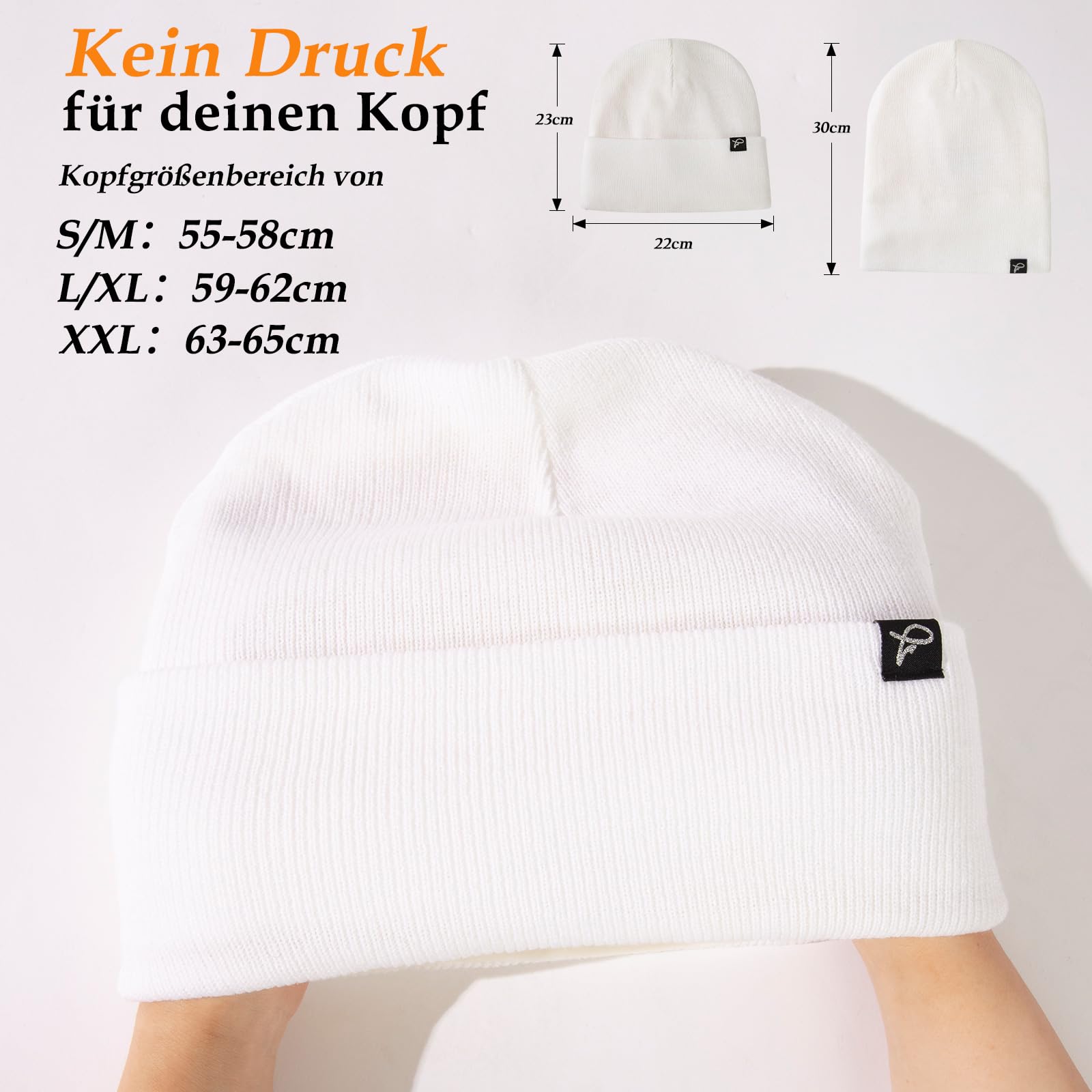 TOP-EX Dryknit - Gorro de invierno impermeable de gran tamaño XL XXL con forro polar para hombre