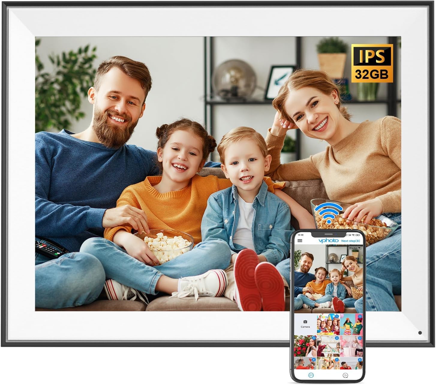 Smart Digital Picture Frame Large-Digital-Photo-Frame - Dual-WiFi Digital Frame, 16.2" IPS Touch Screen, Wall Mounted, Full Function, Share Photo Video via App Email, Free Cloud Storage, Gift for Mom