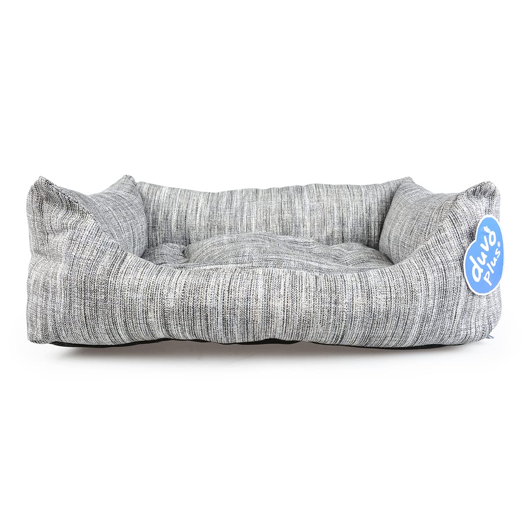 Cesto Morbido con Cuscino Spesso per Cani Cliff, 70 x 60 x 18 cm, Grigio, Cuscino Imbottito, Ampio Bordo Confortevole, Cuscino Rimovibile, Lavabile a 30 °C, Design Elegante