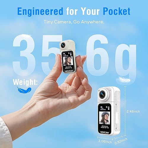Miniatura 2 de Movcan Cámara corporal S70 con grabación de audio y video, cámara corporal HD 1520P con lente giratoria de 180°, cámara de grabación manos libres