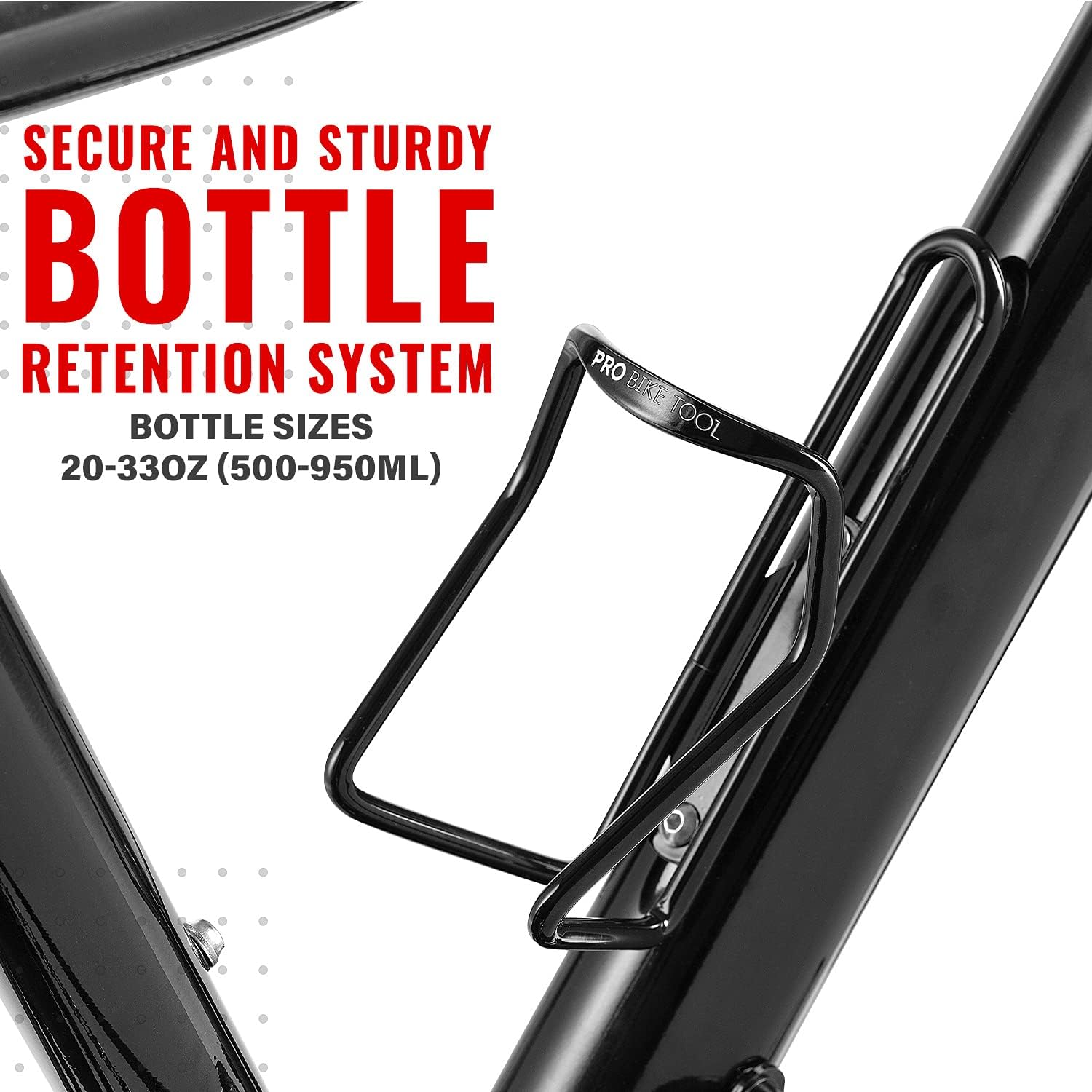 PRO BIKE TOOL Bike Water Bottle Holder – Modern Tubular Design - Black Gloss - Strong Bicycle Bottle Cage, Great for Road and Mountain Bikes : Sports & Outdoors