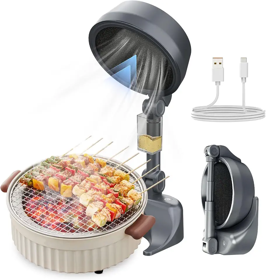 anechol Exaustor Portátil Para Cozinhar, Portátil, Ventilador Com Filtragem De Fumaça E Baixo Ruído Cozinha, Churrasqueira Interna, Cozinha Trailer Bancada Manutenção (Cinza)