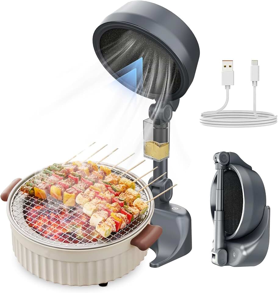 anechol Exaustor Portátil Para Cozinhar, Portátil, Ventilador Com Filtragem De Fumaça E Baixo Ruído Cozinha, Churrasqueira Interna, Cozinha Trailer Bancada Manutenção (Cinza)