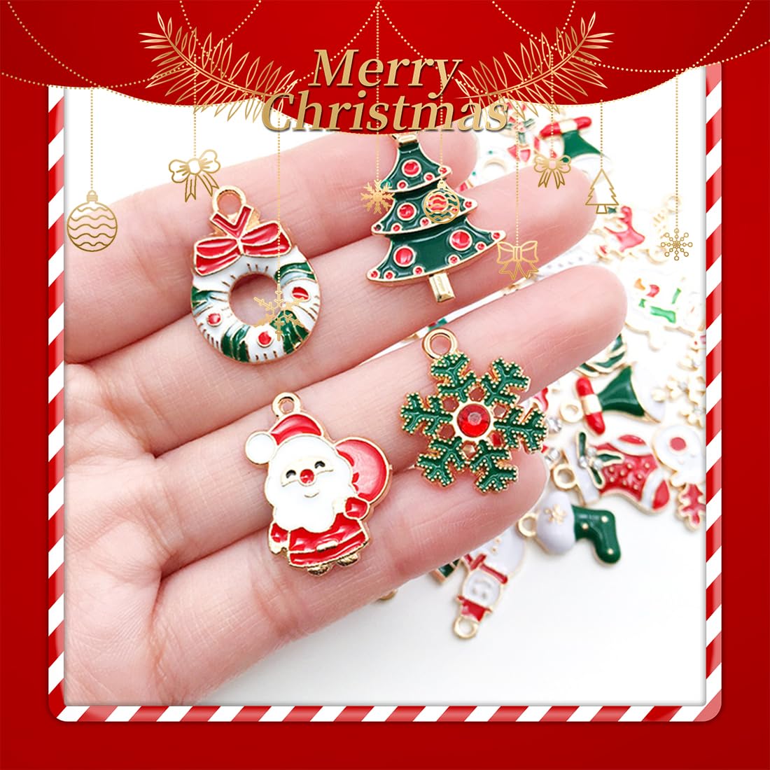 Trollbeads Set Ciondoli Per Braccialetti Di Natale: 61 Ciondoli Smaltati Includono Ghirlande Di Pupazzo Di Neve E Albero Di Natale Per Orecchini, Collane, Accessori Fai Da Te Ciondoli Fai Da Te Natale - 4