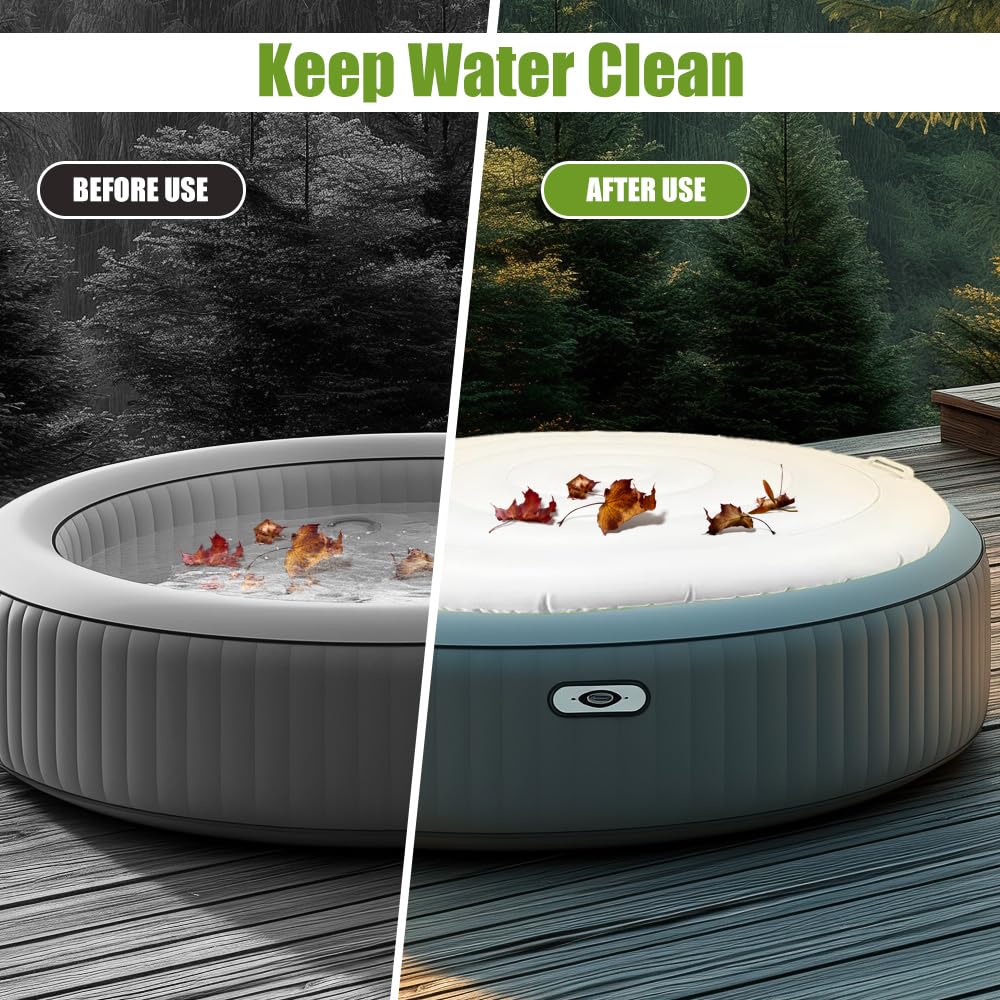 Cubierta Inflable para Bañera de Hidromasaje, 160cm Tapa Aislada para SPA, Redonda Exterior Tapa de SPA, Cubierta de Hidromasaje con Dos Asas, para La Mayoría Bañeras (Round Blanco)