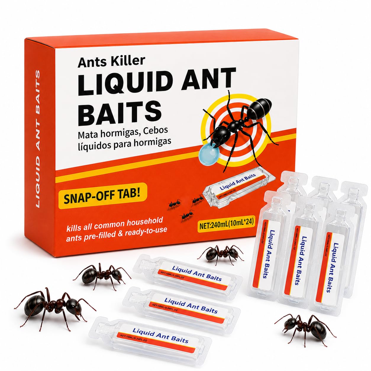 Ant Bait Stations, 24 Pack Ant Traps Indoor & Outdoor, Pre-Filled Ant Monitoring Stations for Home, Kitchen, Pantry and Garden, Easy Placement & Clean Design
