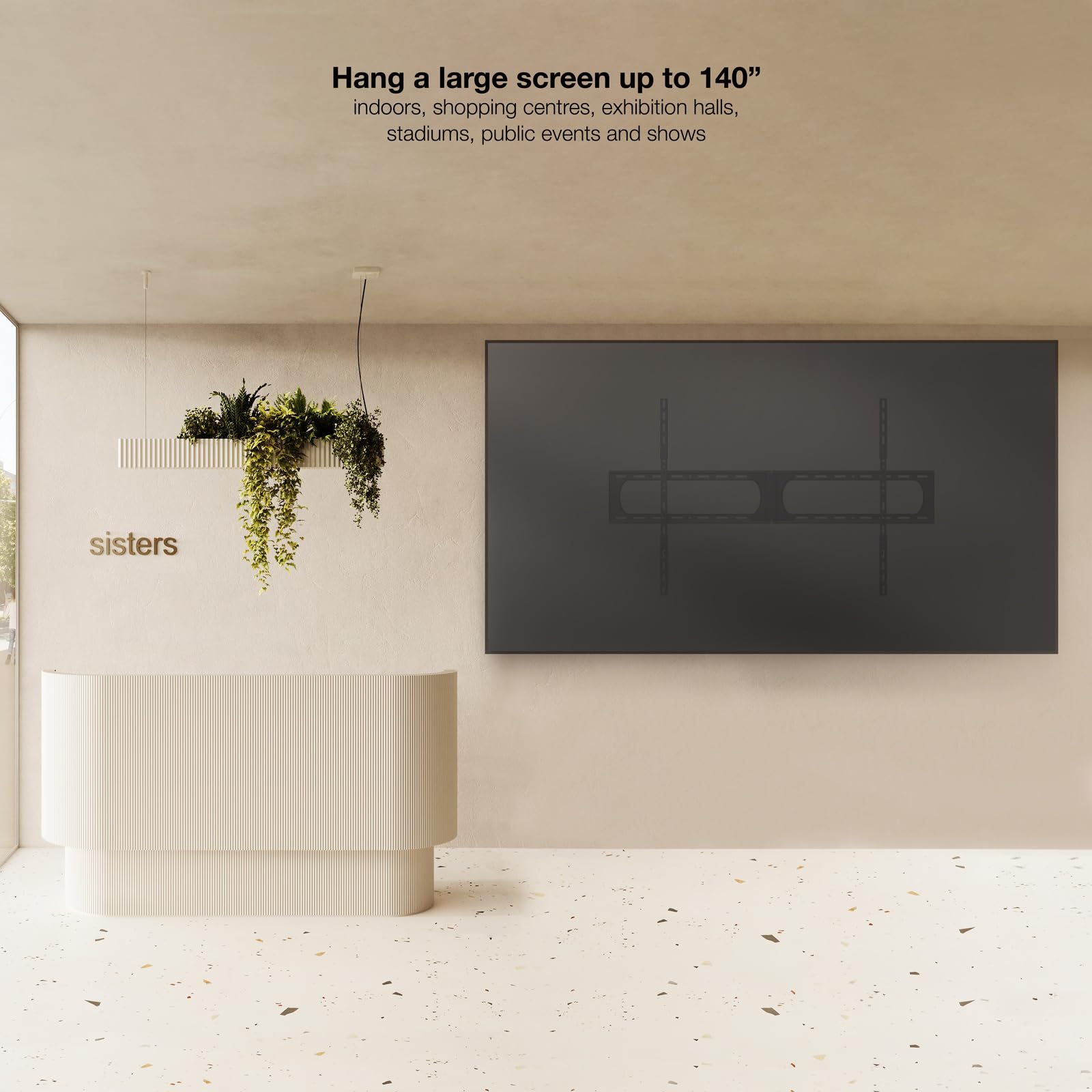TOOQ LP37140F-B - Soporte Modular Fijo de Pared para Pantallas 37”-140”, Negro
