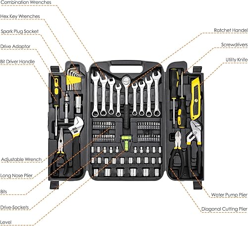 Miniatura 2 de TLGREEN Juego de herramientas de 95 piezas, kit de herramientas, juego de herramientas mecánicas, caja de herramientas portátil con llave ajustable,