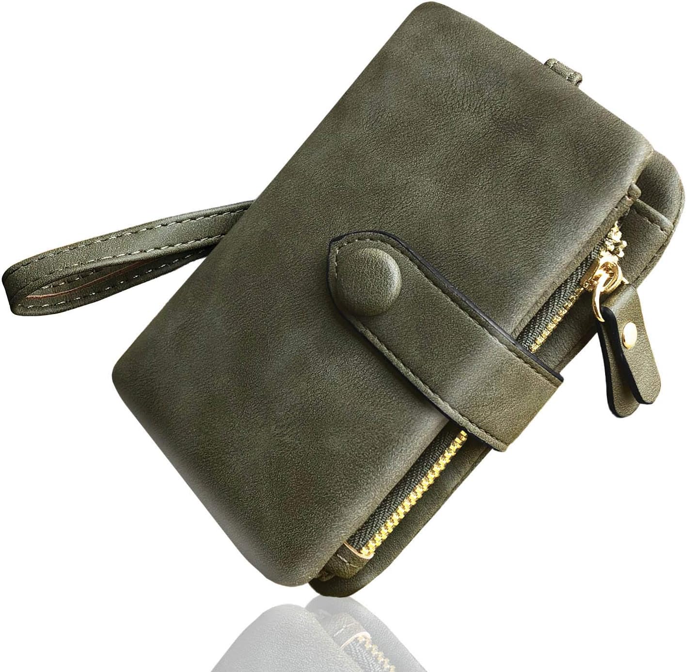 AOXONEL Women's Small Bifold Leather wallet Rfid blocking Ladies Wristlet with Card holder id window Coin Purse - Image 2