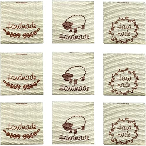 150 etiquetas de costura para ropa hechas a mano con amor, etiquetas bordadas hechas a mano (3 tipos)
