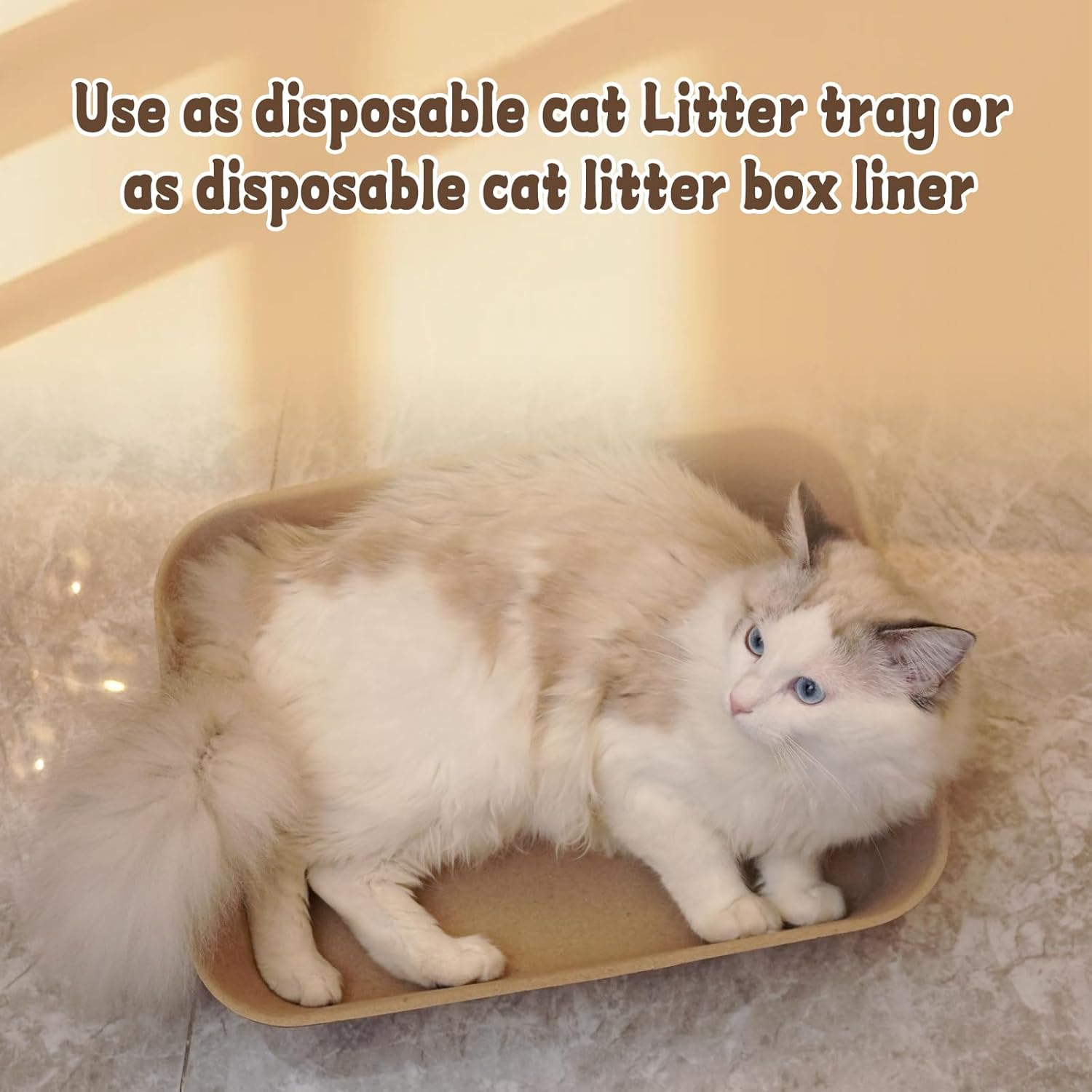 Disposable Cat Litter Box, Sturdy and Durable, Extra Thick, Large Size - 16.2"x12.6"x3.9", Leak Resistant and Sustainable, Disposable Litter Boxes for Cats (Brown, 10-Pack)