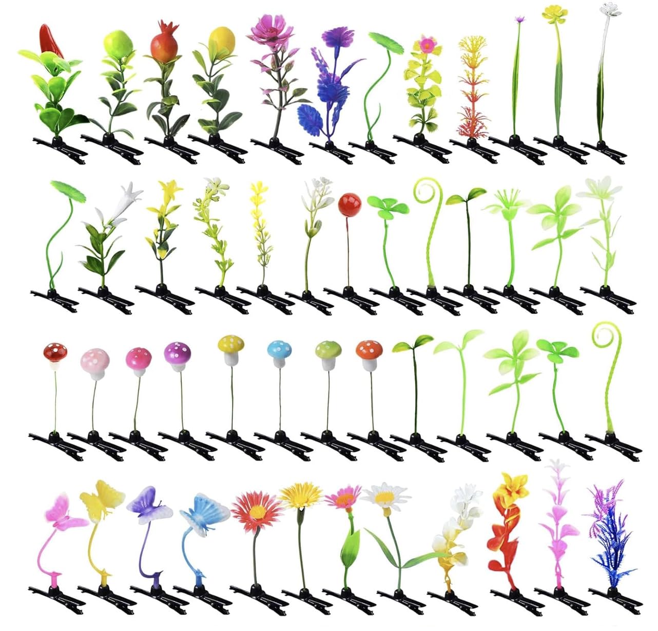 50PC MIXED Bean Sprout Hair Clips Pack Little Leaf Leaves Rave Plur Festival EDM Concert Flower Grass Cute Small Straight Hairpins Funny Costume Barrette Headwear Hair Accessories Party Headwear Pin-image-2