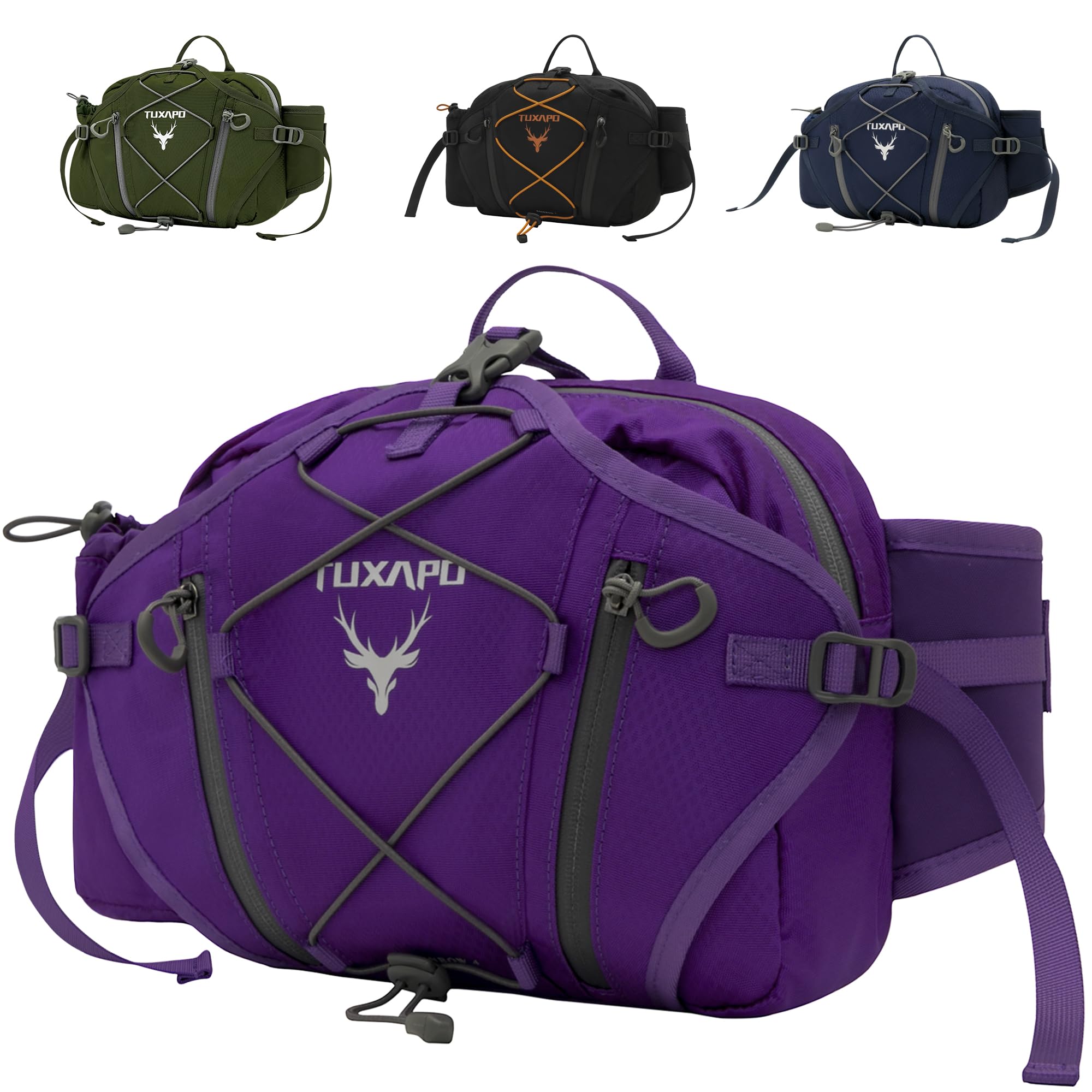 Tuxapo Fanny Pack for Women Purple Waist Bags Wolarge Running Packs Outdoor Belt Bag for Cycling Hiking Travel Festival Gifts