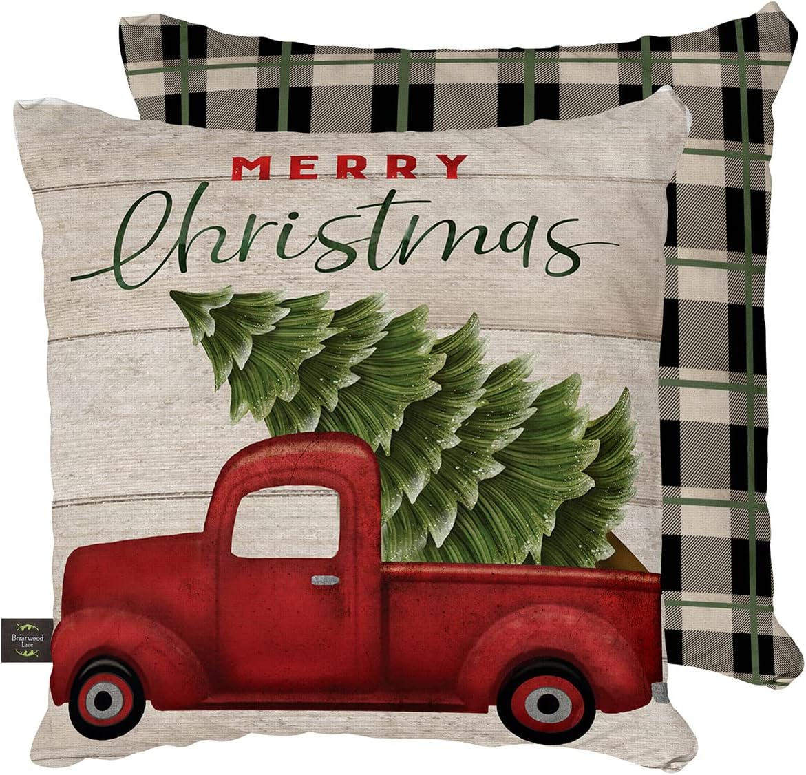 Briarwood Lane Merry Christmas Pickup Truck Decorative Pillow Rustic Indoor Outdoor 17" x 17"