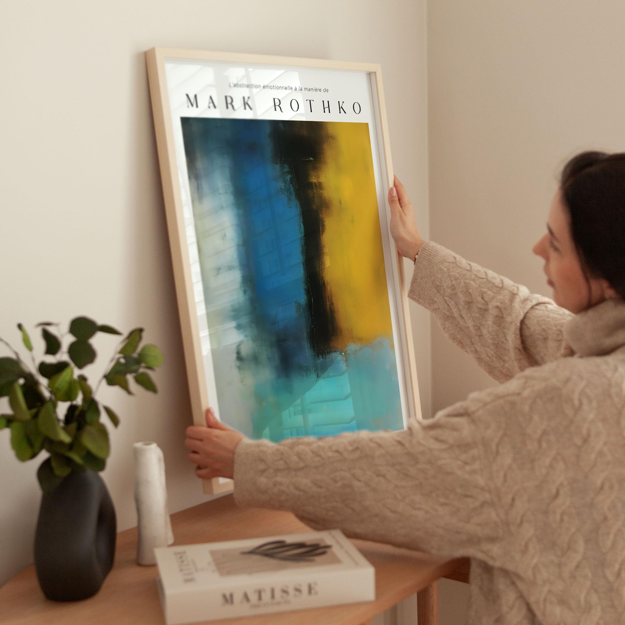 Amazon.co.jp: イエロー&ブルー（光と影) 青と黄色の絵画 マークロスコ