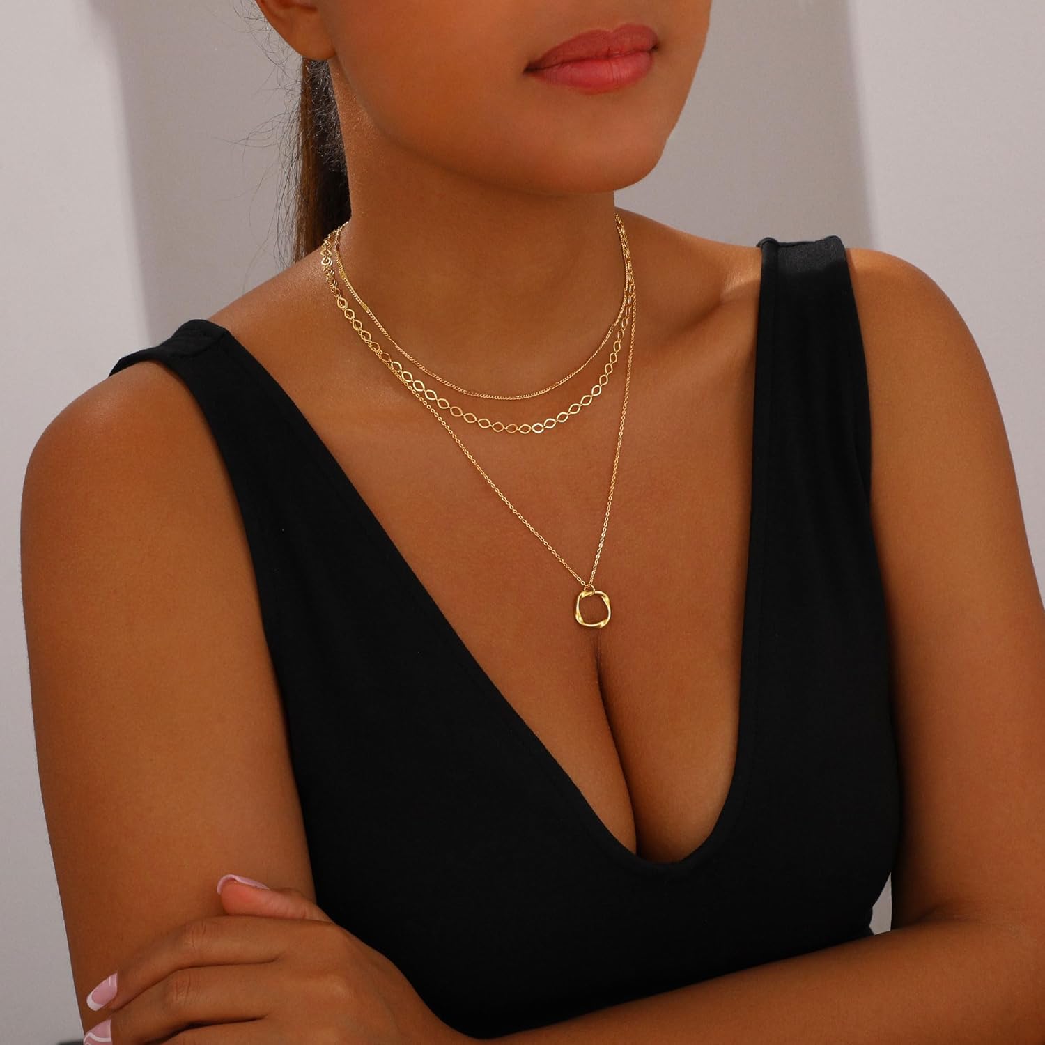 BBV Layered Gold Necklaces for Women Stackable Dainty 14K Gold Plated Silver Chain Necklace Layering Cute Fashion Pendant Choker Necklaces Trendy Jewelry Set Gifts for Women - Image 4