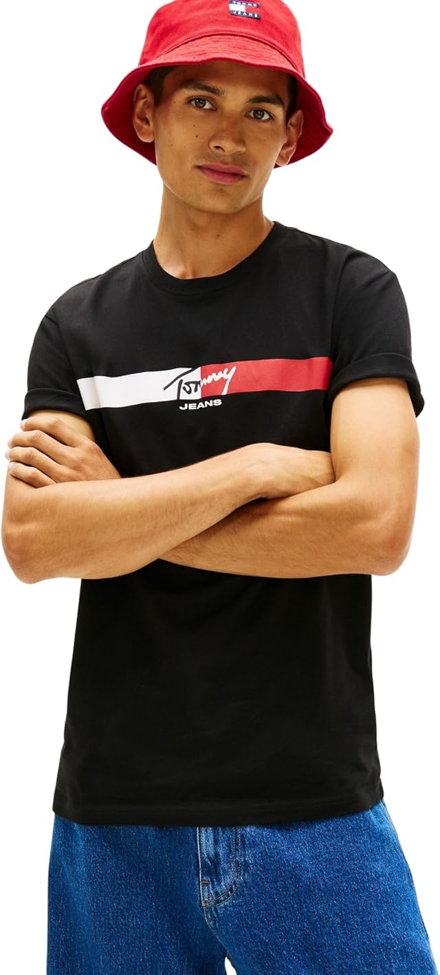 Tommy Jeans Tjm Reg Signature Stripe T Ext Dm0dm22539 Maglietta S/S Uomo (Pacco da 1)