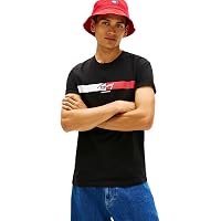 Tommy Jeans Uomo T-Shirt Maniche Corte Signature Stripe in Cotone