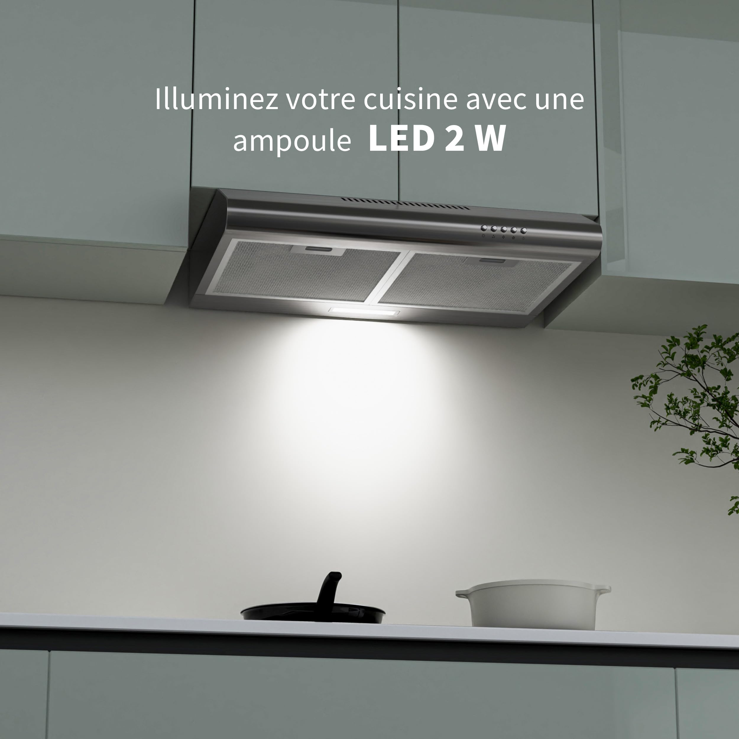 FIREGAS Hotte Aspirante 60 cm en Acier Inoxydable, 250 m³/h, Moteur Sans Balais, Classe A+, Silencieuse, Hotte Cuisine Encastrable ou Murale, Évacuation ou Recyclage