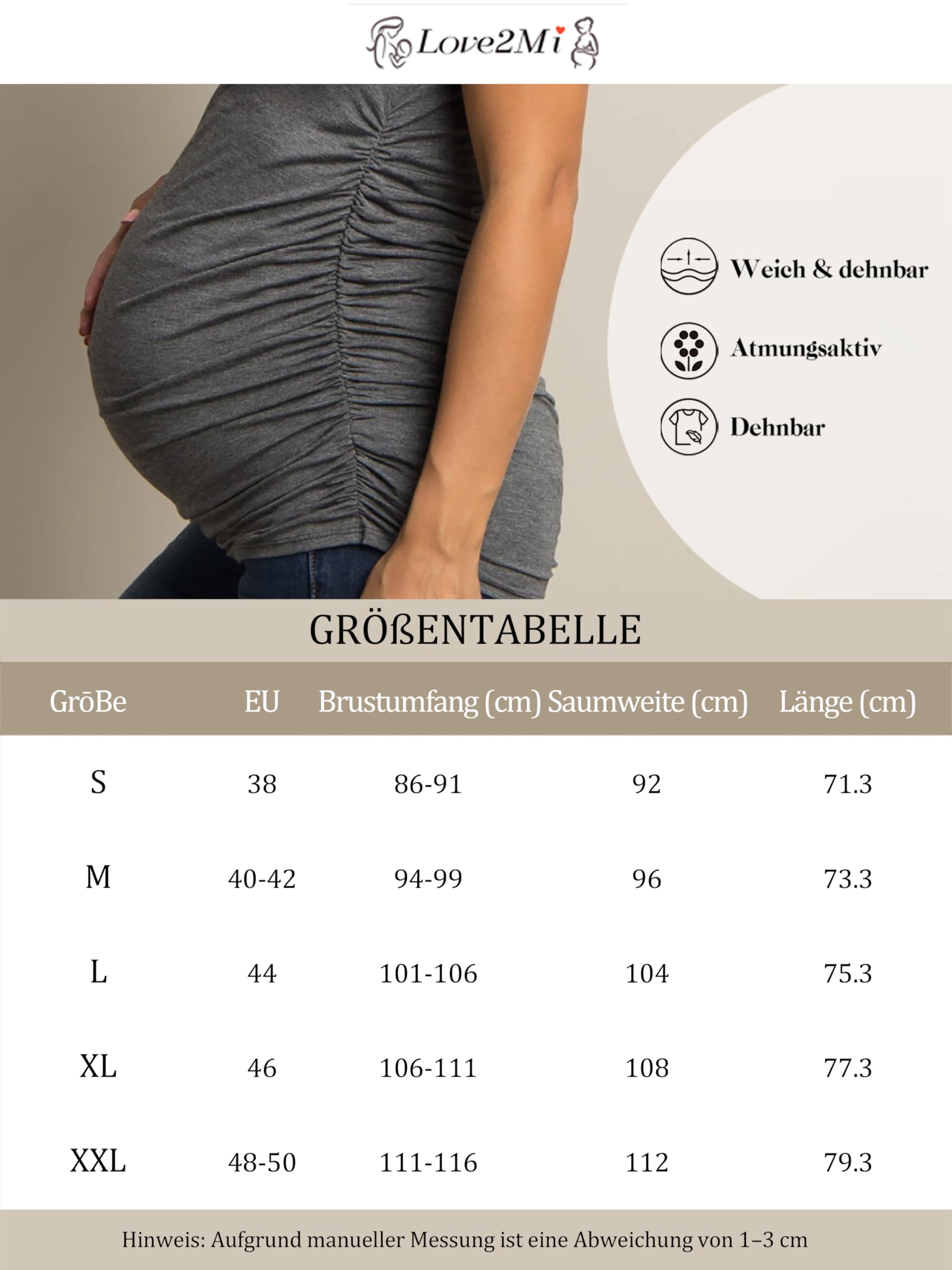 Short de grossesse en jean avec bande élastique au niveau du ventre - Bleu - Taille