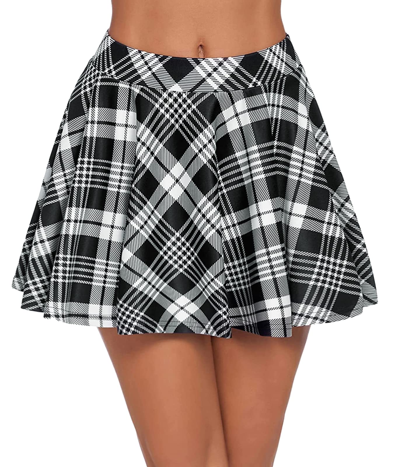 FEOYA Falda Plisada Mujeres Casual Falda Corta para Mujeres con Cintura Alta Ajustable Minifalda a Cuadros para Verano Primavera Fiesta Tenis Bádminton Viaje