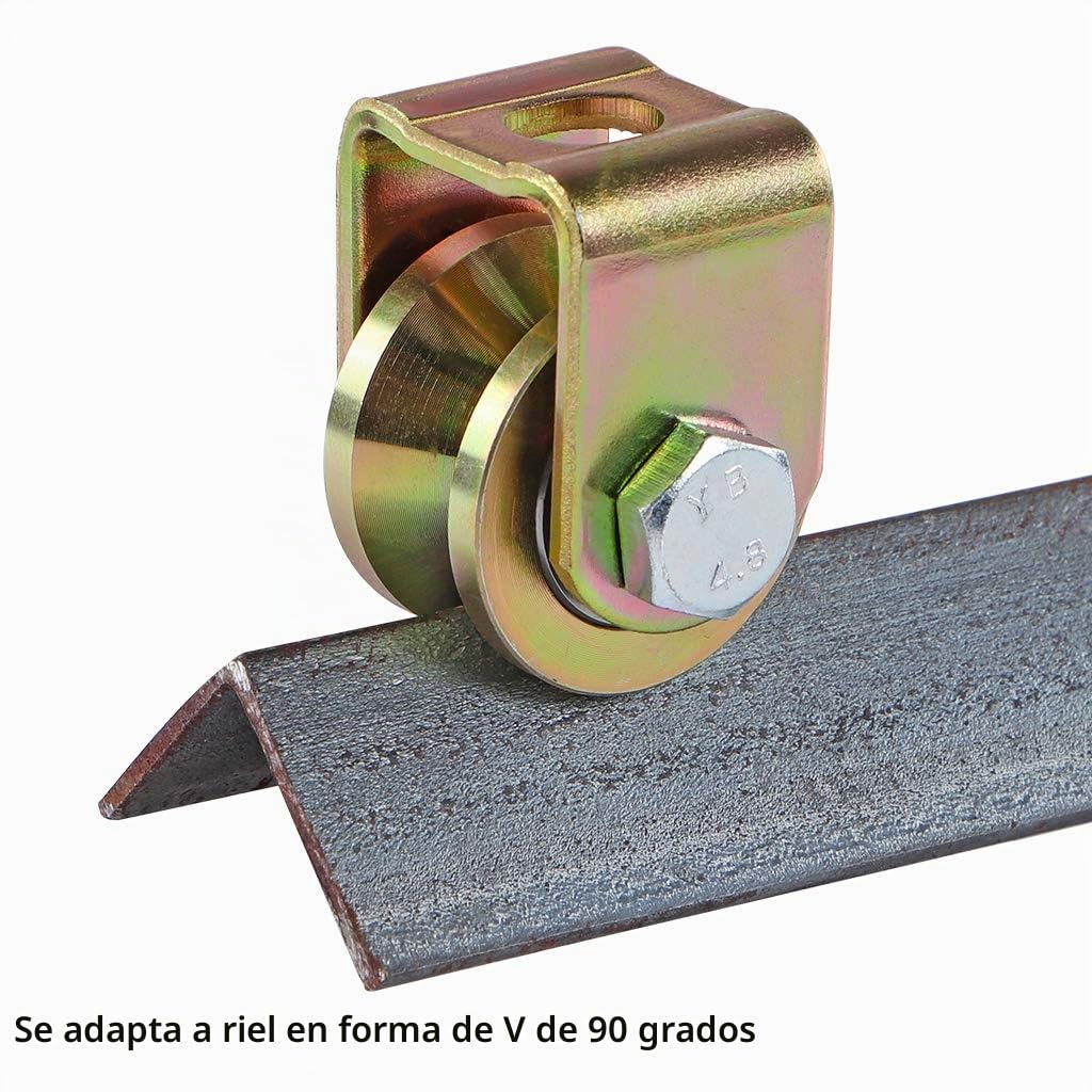Skelang 4 ruedas para puerta corredera, 32 mm, ruedas de acero con ranura en V, rueda de ranura en V para puerta corredera, puerta de fábrica, puerta de entrada