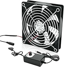 120mm PC Fan, 12V Fan with Power Plug and Continuous Speed Controller (2750RPM) - Quiet and Powerful Fan for Computer Server Gaming PC AV Booth Router