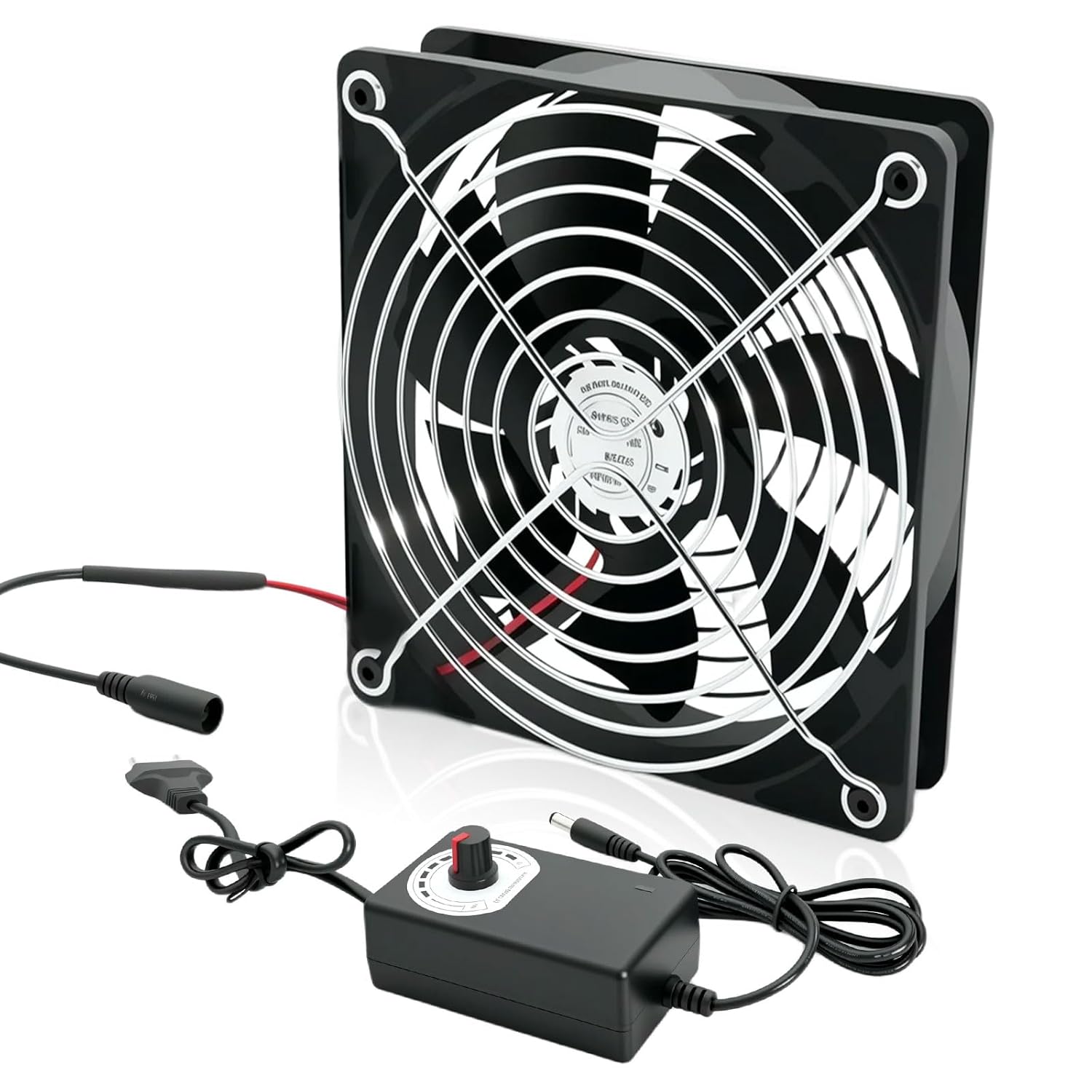 120mm PC-Lüfter, 12V Gehäuselüfter mit Netzstecker & stufenlosem Drehzahlregler (2750 RPM) - Leiser, leistungsstarker Lüfter für Computer, Server, Gaming-PC,AV Kabine,Router