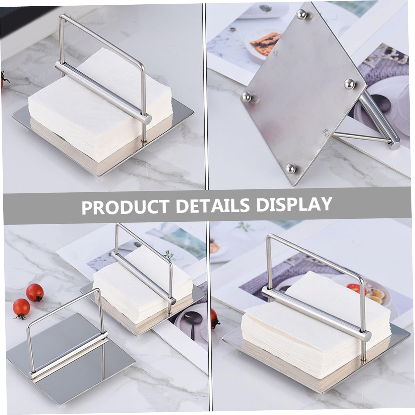 Soporte Para Servilletas De Papel Inoxidable Plateado, Compacto y Estable, Estante Para Pañuelos De Escritorio, Dispensador Multifuncional Para Hogar, Hoteles y Restaurantes
