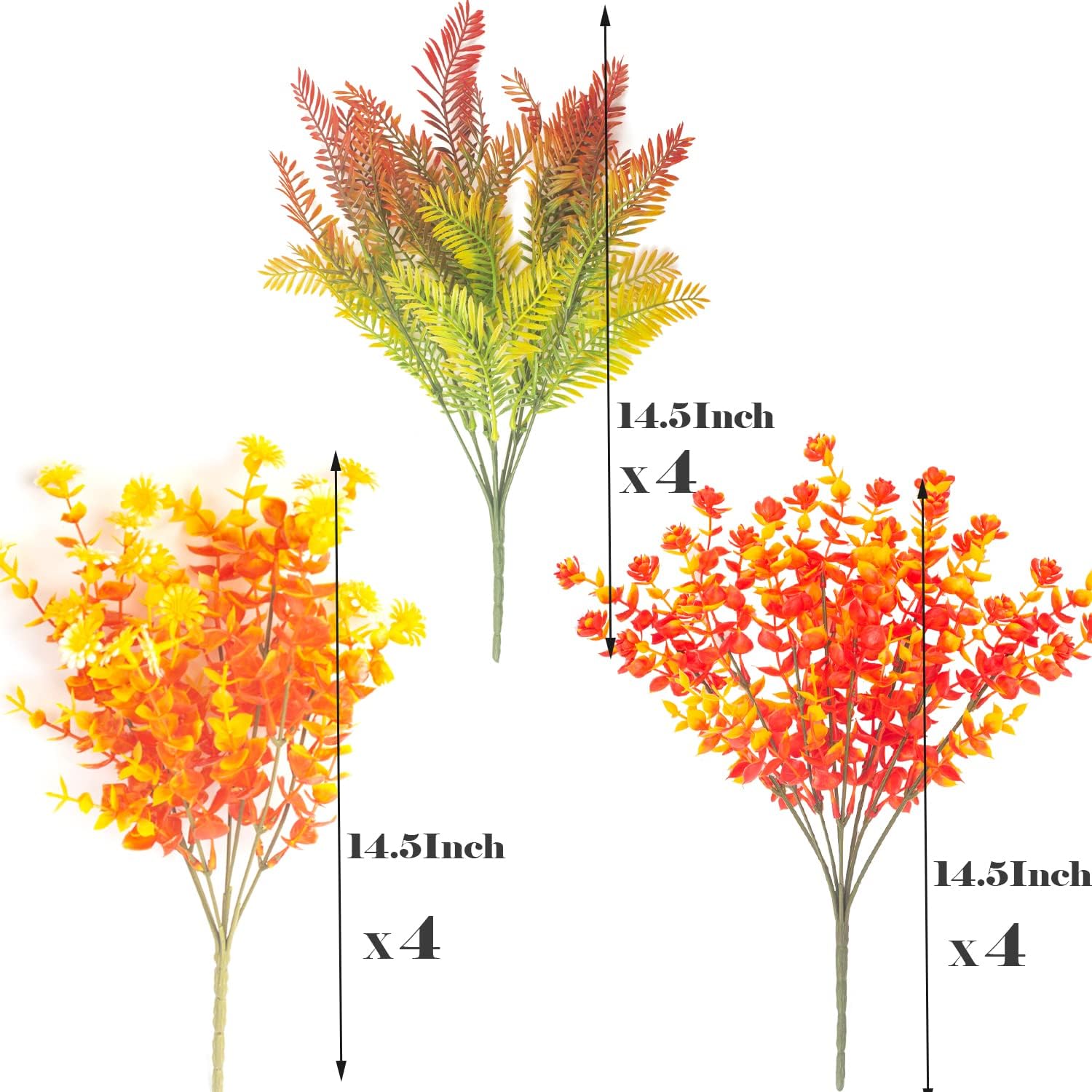 12 Bundles Artificial Fall Flowers UV Resistant Autumn Decorations for Thanksgiving Home Kitchen Room Farmhouse Floral Arrangements Indoor Outdoor - Image 2
