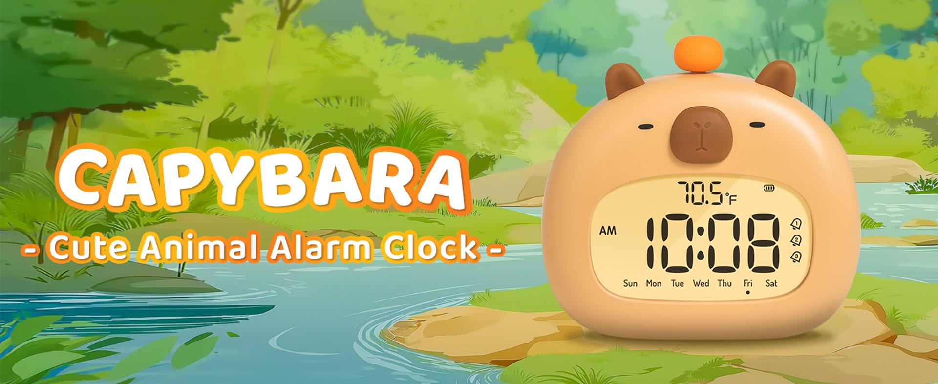 CEWROM Sveglia Capybara Con Luce Notturna E Conto Alla Rovescia - Timer, Snooze, Ricaricabile USB-C, Per Bambini E Adolescenti