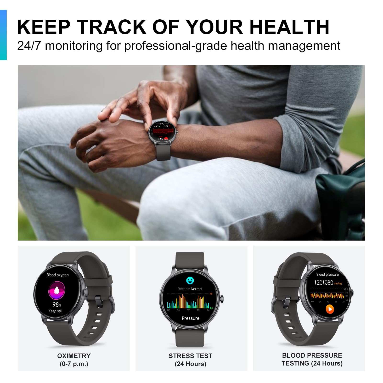 Smart Watch, 1.43'' AMOLED Smart Watches for Men Women (Answer/Make Call), Fitness Tracker with Heart Rate/Sleep Monitor, IP68 Waterproof Activity Tracker, Pedometer for Android iOS