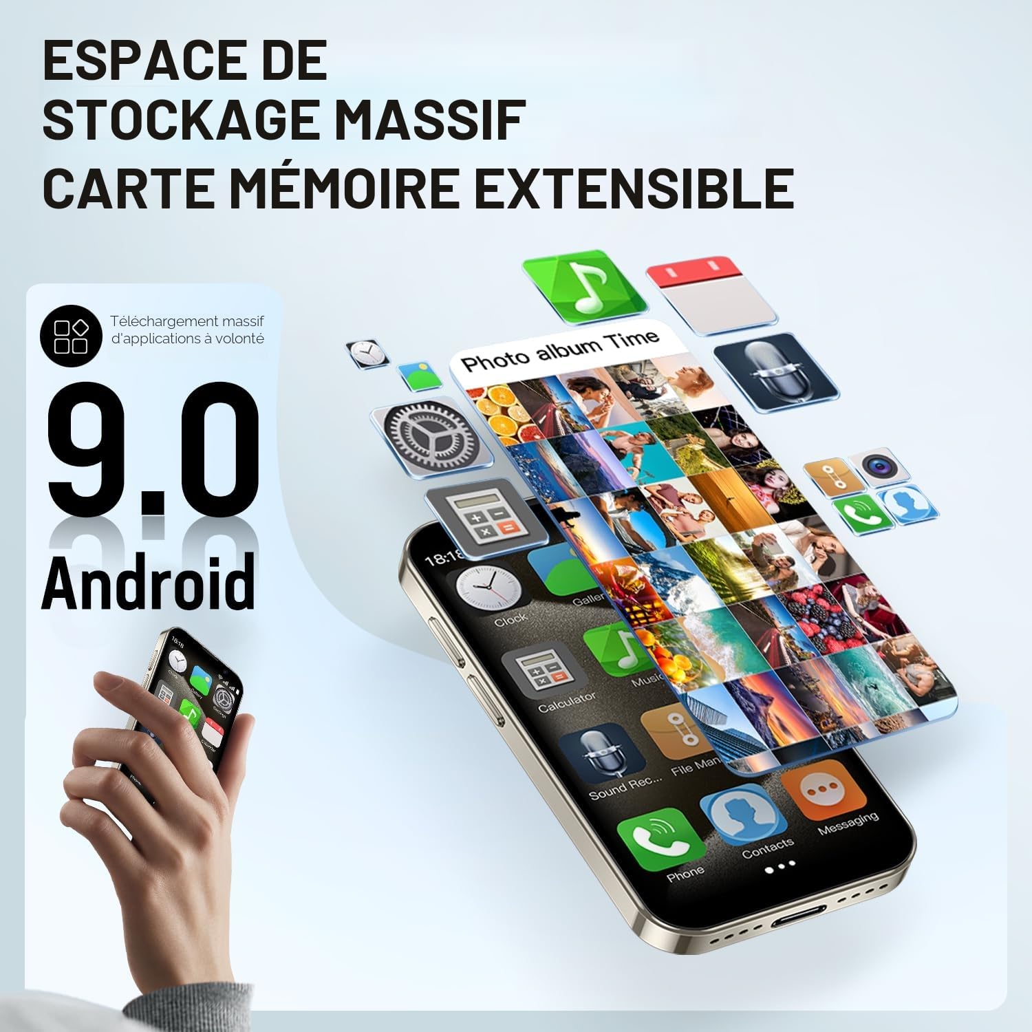 Mini Smartphone XS18pro débloqué, écran 3.0 », Batterie 900mAh, boîtier Ultra Fin, Appareil Photo 5MP, Meilleur Cadeau pour Les Enfants (Noir)