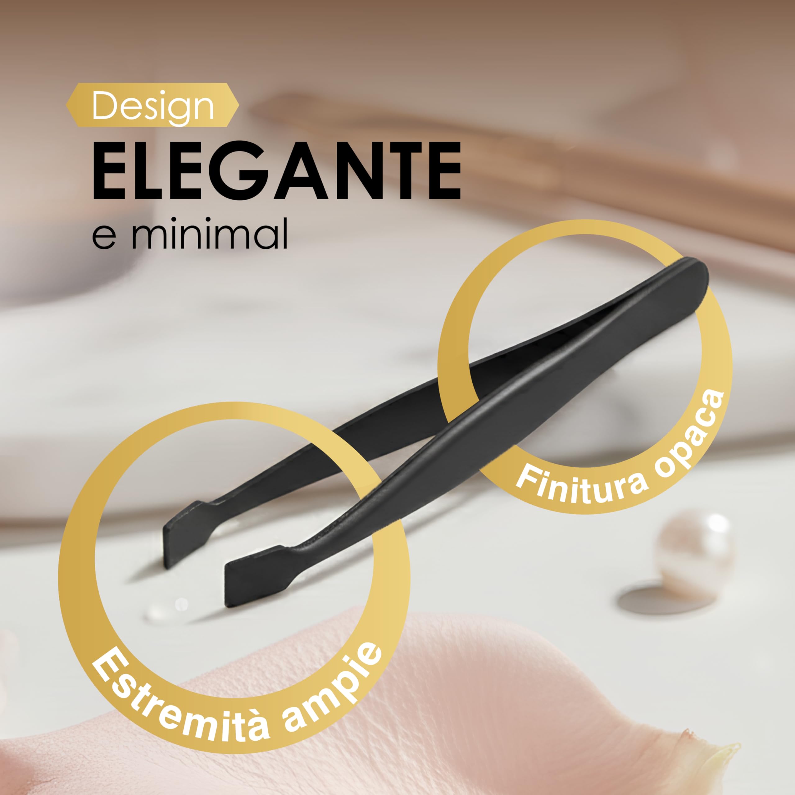 Pinzetta Sopracciglia Professionale in Acciaio Inox, Punta Obliqua di Precisione, Pinzette per Peli Incarniti e Viso, Ideale per Donna e Uomo, Uso Estetico e Domestico