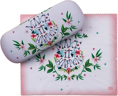 Allen Designs MAKE IT HAPPEN Hard Shell Eyeglass Case - Glasses Case with Matching Lens Cleaning Cloth