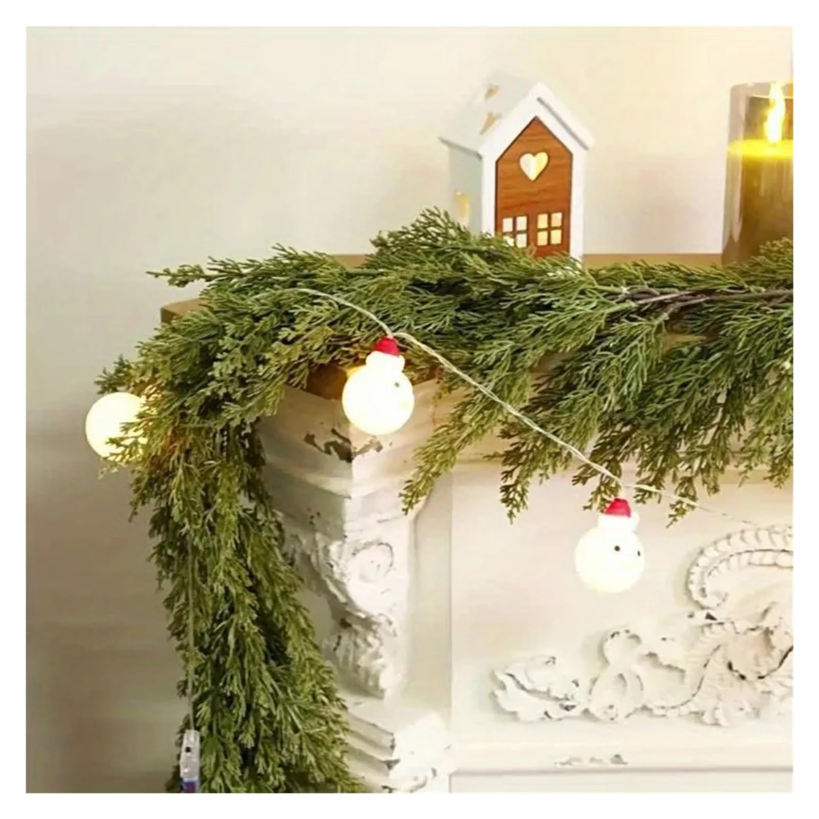 Guirlande de Sapin de Noël, Guirlande de Noël LED 1,8 à 2,7 m, Sapin, cèdre et cyprès artificiels, décoration intérieure for Les fêtes(270CM)