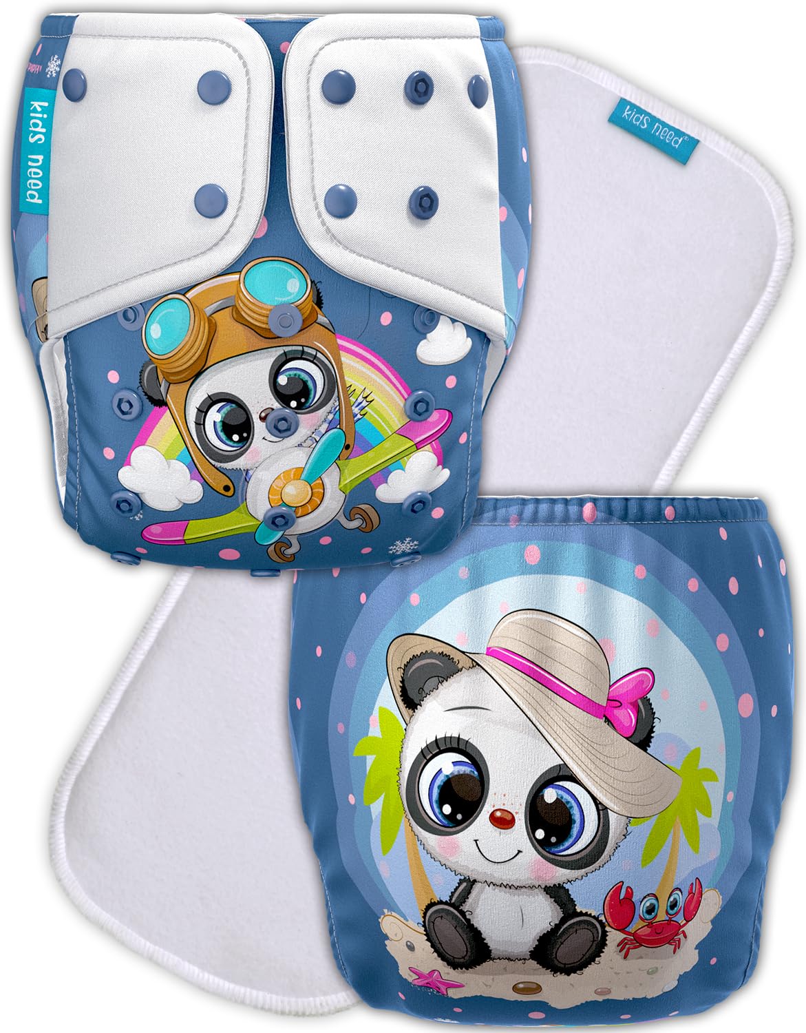 Kids Need Leakage Proof cloth diapers for babies, high absorbent 1 reusable diaper 1 insert pad combo pack washable cloth diaper free size (5-18kg) adjustable pocket diaper W5-image-32