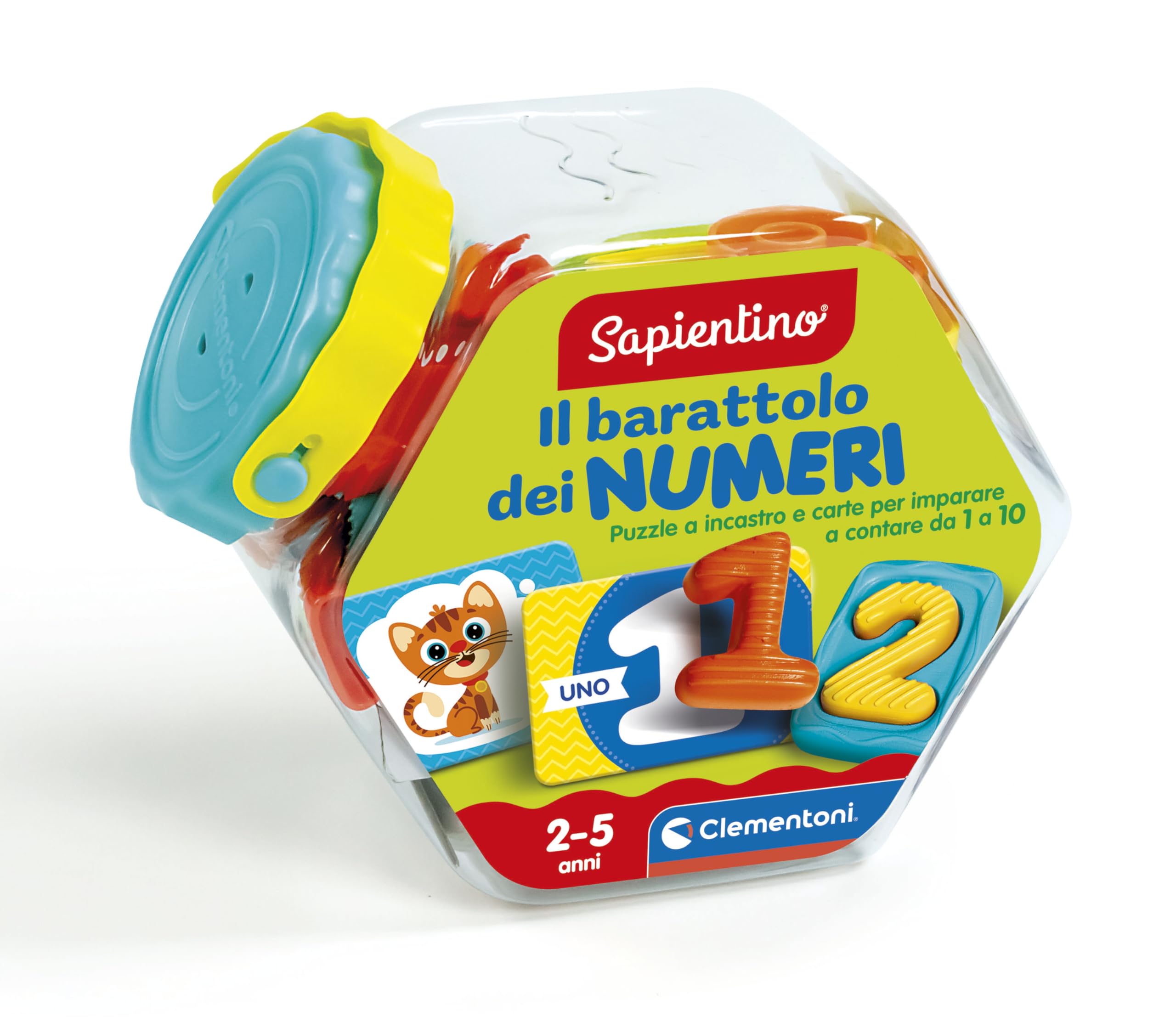 Clementoni Sapientino - Il Barattolo dei Numeri, Gioco Educativo per Imparare Numeri e Quantità con Puzzle e Carte Interattive per Bambini 2-5 Anni, Lingua Italiana, 16492
