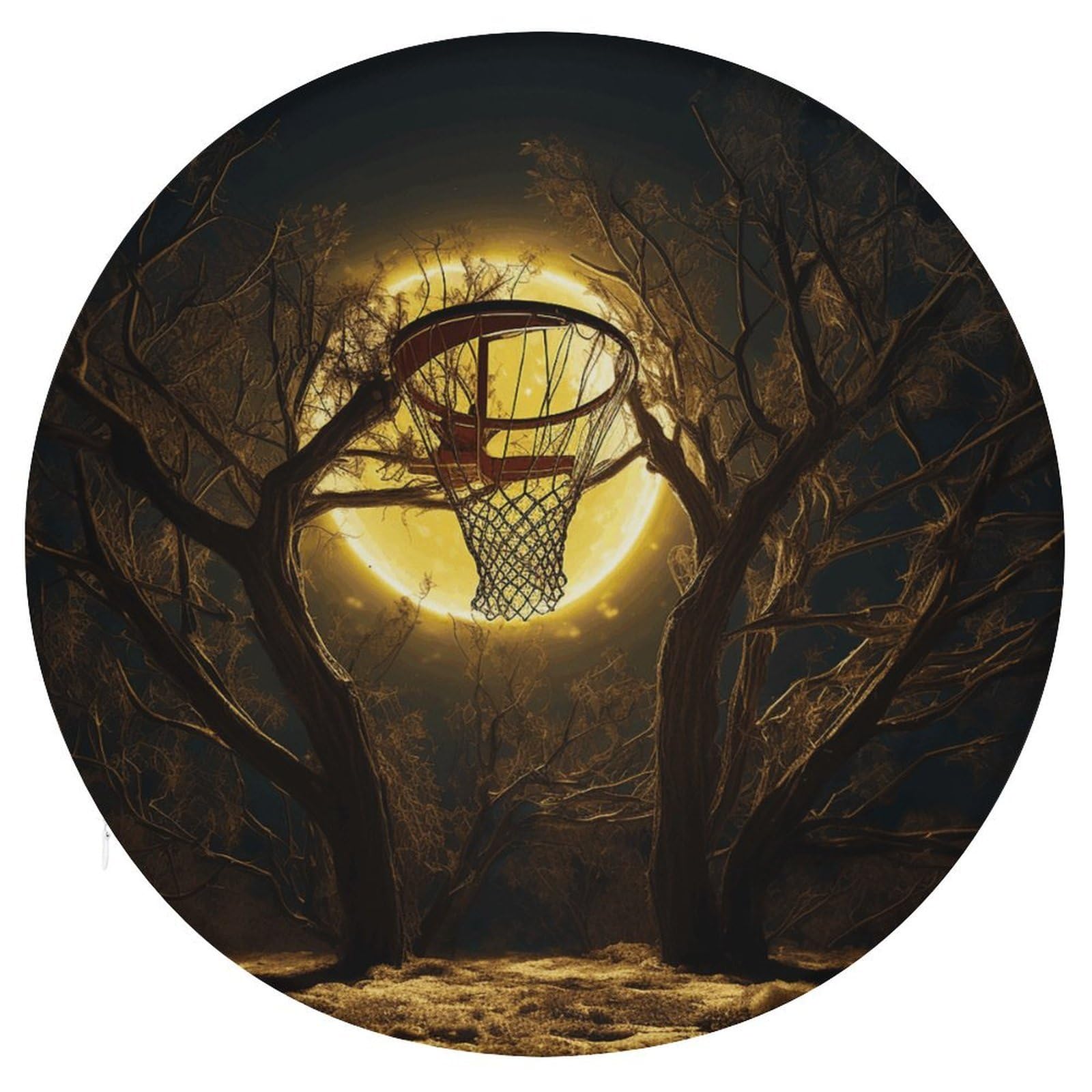 Wsoihfec Style Moon On Basketball Hoop Seat Cushion Round Chair Pad