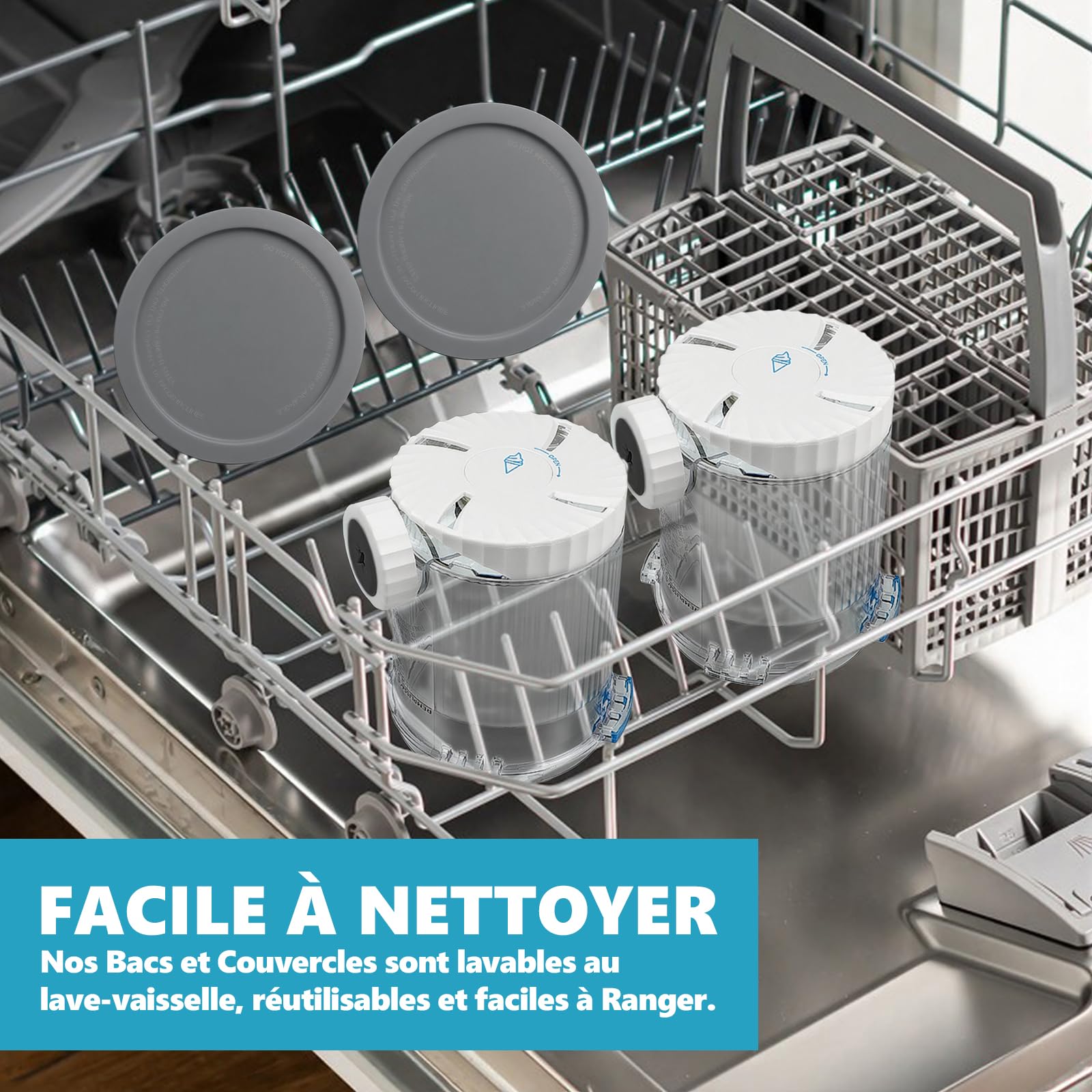 Nepfaivy Pot pour Ninja Swirl by Creami - 2 Pièces Récipient pour Ninja Creami NC701EU NC700, Bacs à Crème Glacée avec Couvercles Étanches, Sans BPA, Lave-Vaisselle, Machine à Glace Accessoires
