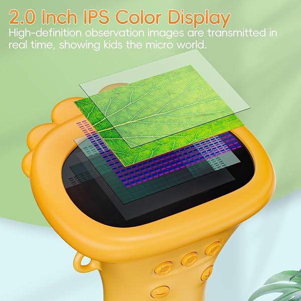 Microscopio per Bambini, SGAINUL Microscopio Digitale da 2.0‘’ Microscope Elettronico Portatile 1000X con 8 luci LED Regolabili, Adatto come regalo di Natale, Compleanno o Capodannodai 3 agli 8 anni - 2