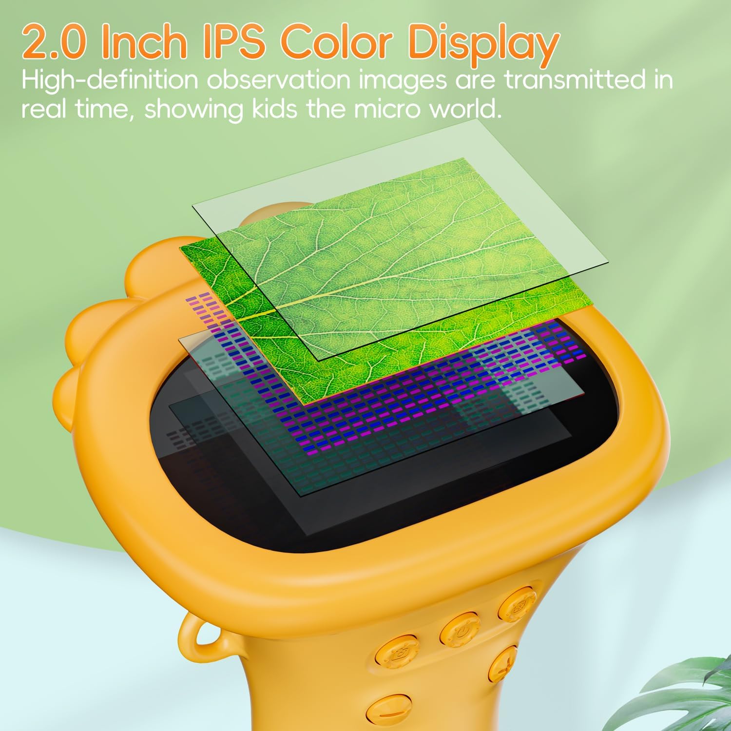 SGAINUL Microscopio Digital para Niños con Pantalla IPS de 2.0'', Recargable 1000x, Electrónico con 8 Luces LED - Regalo para Cumpleaños/Navidad/Año Nuevo（Naranja）