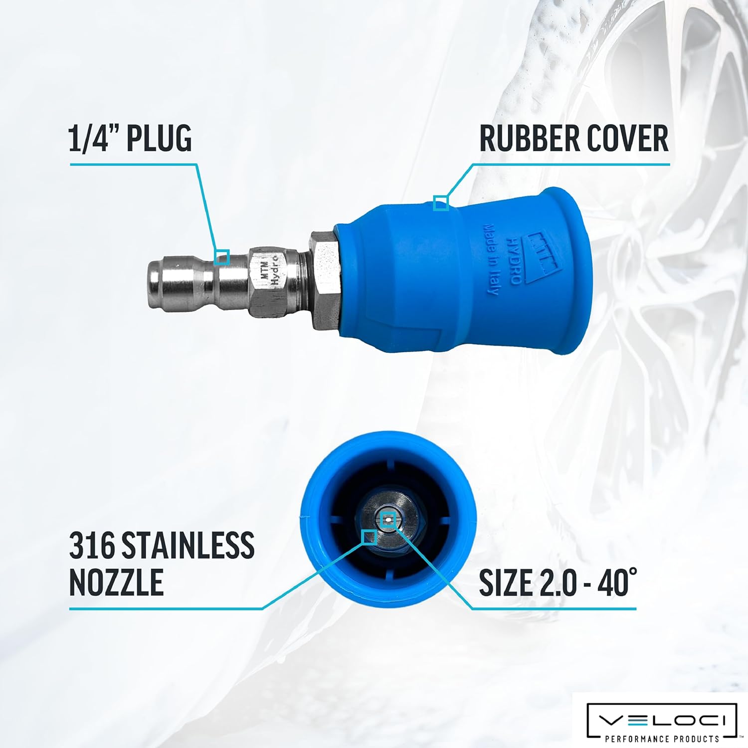 MTM Hydro Acqualine Pressure Washer Nozzle Guard Holder Tips Protector with 1/4” Quick Coupler Plug, 40 Degrees 2.0