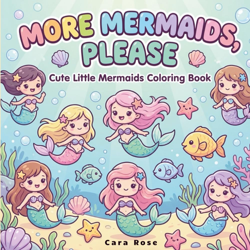 More Mermaids, Please: Cute Kawaii Mermaid Coloring Book for Kids and Adults