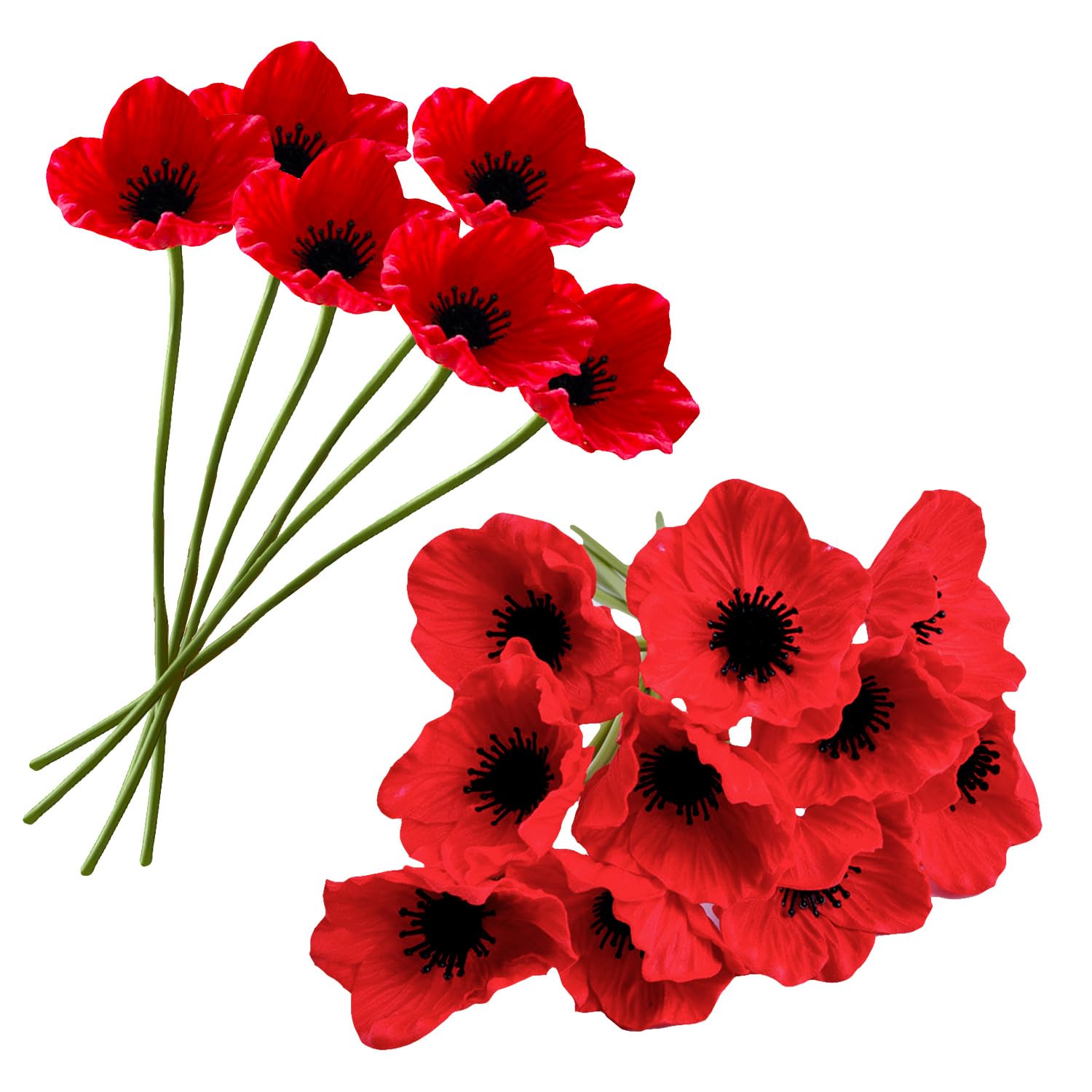 Coquelicots artificiels en lot de 16 pour décoration de table de mariage