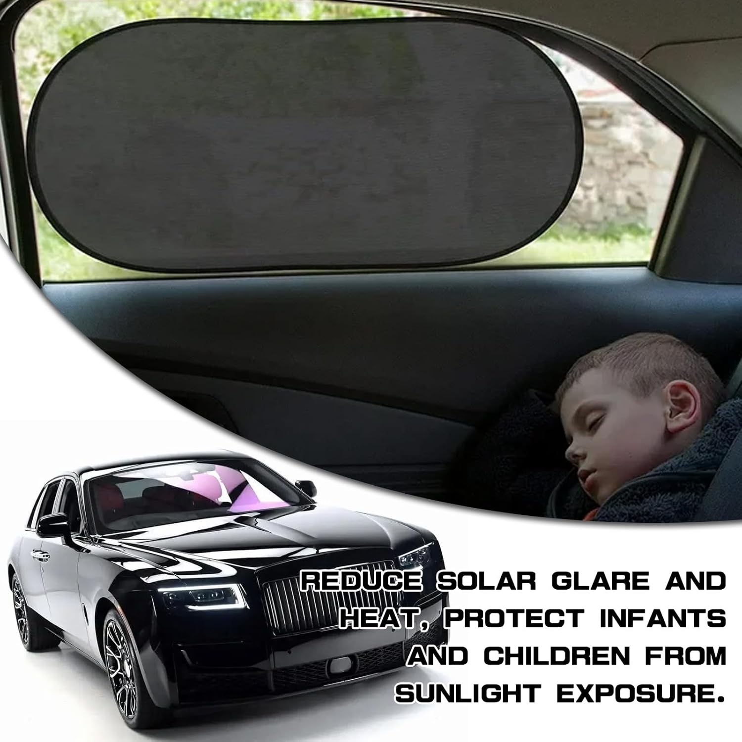 2PCS Car Window Shades for Baby, Side Window Cling Baby Car Seat Sunshade Blocker Protection Your Child from UV Rays and Sun Glare, Blocks Over 98% of Harmful UV Rays (25.3"x14.5" Large) image 5 of 6 B0D1MGRTBM